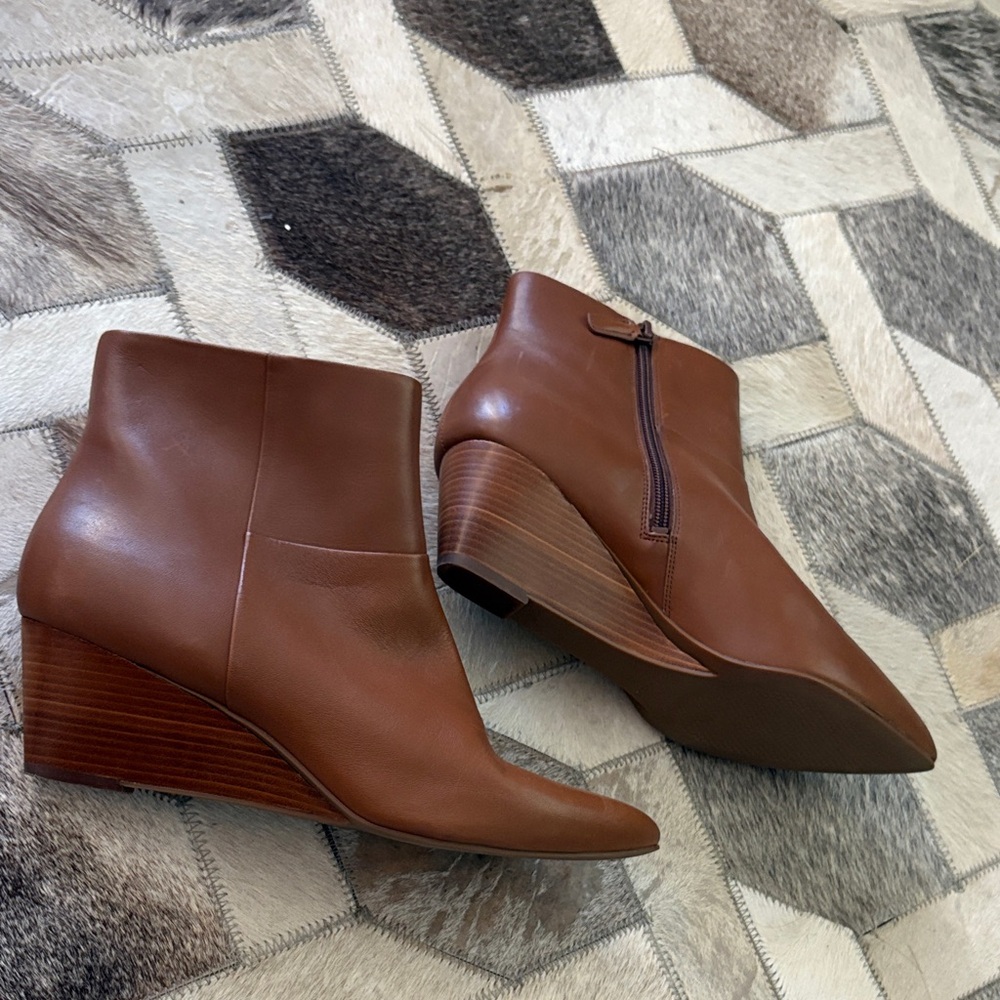 Cole Haan Brown Leather Wedge Ankle Boots